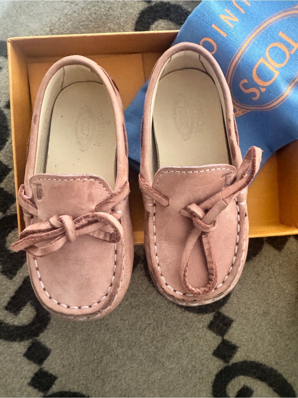 Tod's Kids Suede Moccasins in Dusty Rose
